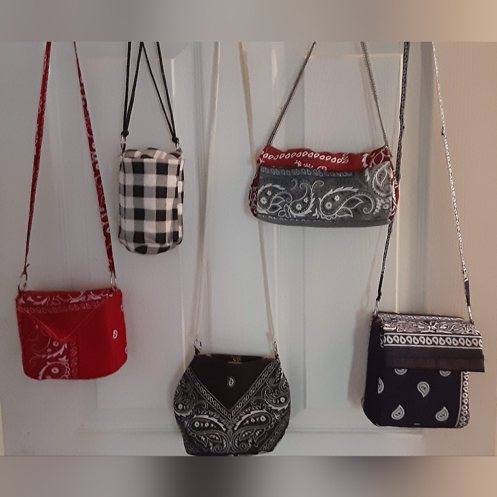 Handmade Bandana Crossbody Bags, any color, style, and size.